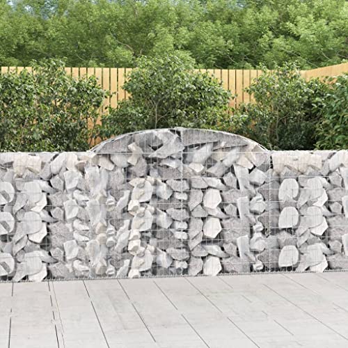 Aiious Gabionen mit Hochbogen 12 Stk 300x30x100/120cm Verzinktes Eisen von Aiious