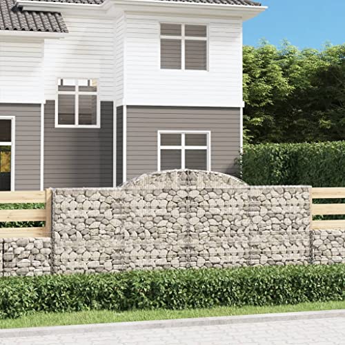 Aiious Gabionen mit Hochbogen 2 Stk. 300x30x120/140cm Verzinktes Eisen von Aiious