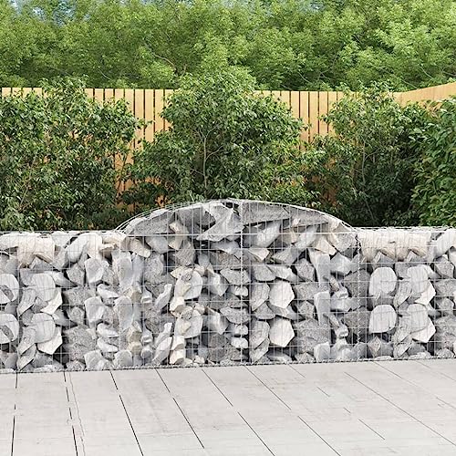 Aiious Gabionen mit Hochbogen 2 Stk. 300x50x80/100 cm Verzinktes Eisen von Aiious