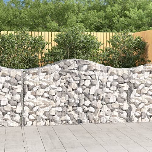 Aiious Gabionen mit Hochbogen 3 Stk. 200x50x100/120cm Verzinktes Eisen von Aiious