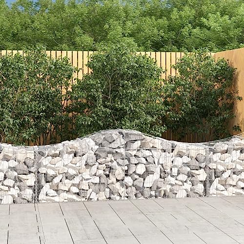 Aiious Gabionen mit Hochbogen 3 Stk. 200x50x60/80 cm Verzinktes Eisen von Aiious