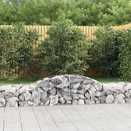 Aiious Gabionen mit Hochbogen 3 Stk. 300x50x40/60 cm Verzinktes Eisen von Aiious