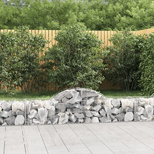 Aiious Gabionen mit Hochbogen 8 Stk. 200x50x40/60 cm Verzinktes Eisen von Aiious