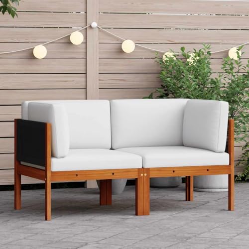 Aiious Garten-Ecksofas 2-TLG. mit Kissen Holz Akazie & Seil von Aiious