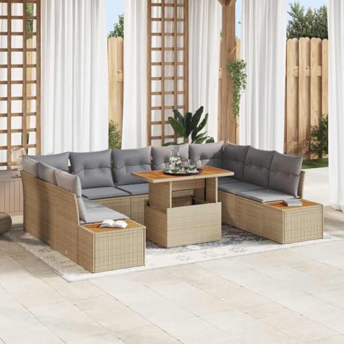 Aiious Garten Essgruppe 10 pcs Beige und Grau 100 x 55 x 73 cm von Aiious