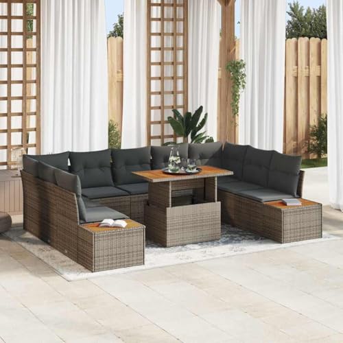 Aiious Garten Essgruppe 10 pcs Grau und Braun 100 x 55 x 73 cm von Aiious