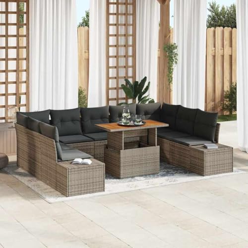 Aiious Garten Essgruppe 10 pcs Grau und Braun 100 x 55 x 73 cm von Aiious