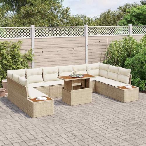 Aiious Garten Essgruppe 11 pcs Beige und Creme 100 x 55 x 73 cm von Aiious