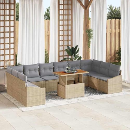 Aiious Garten Essgruppe 11 pcs Beige und Grau 100 x 55 x 73 cm von Aiious