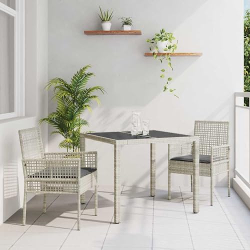 Aiious Modernes Garten Essgruppe 3 Personen Set Hellgrau Poly Rattan Wetterbest?ndig UV Schutz Pulverbeschichtete Stahlbeine Mit Sicherer Glasplatte Aiious Modernes Garten Essgruppe 3 Personen Set Hellgrau Poly Rattan Wetterbest?ndig UV Schutz Pulverbeschichtete Stahlbeine Mit Sicherer Glasplatte von Aiious