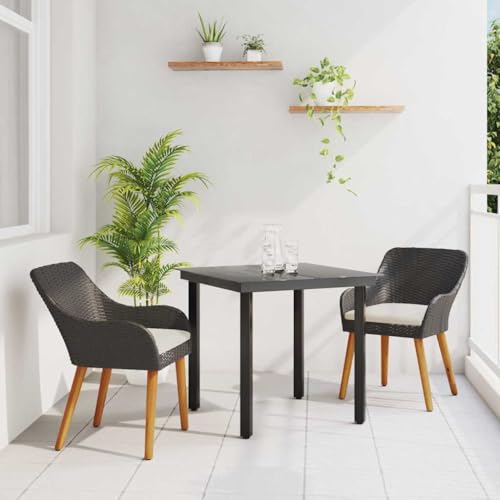 Aiious Poly Rattan Essgruppe 3 Personen mit Stahlgestell UV-Best?ndige Gartengarnitur schwarz Aiious Poly Rattan Essgruppe 3 Personen mit Stahlgestell UV-Best?ndige Gartengarnitur schwarz von Aiious