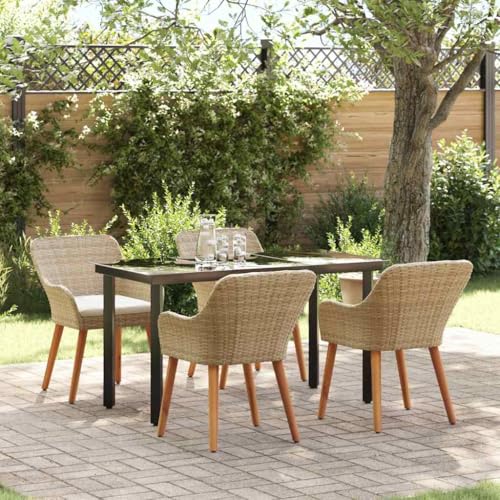 Aiious Essgruppe Fuer Aussenbereich 5 Stuecke Beige Poly Rattan Aiious Essgruppe Fuer Aussenbereich 5 Stuecke Beige Poly Rattan von Aiious