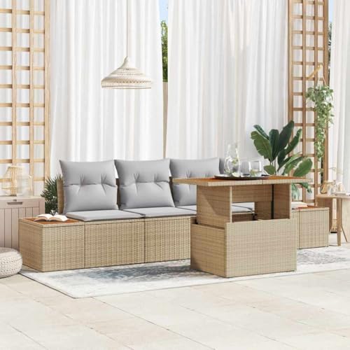 Aiious Garten Essgruppe 5 pcs Beige und Grau 100 x 55 x 73 cm Aiious Garten Essgruppe 5 pcs Beige und Grau 100 x 55 x 73 cm von Aiious