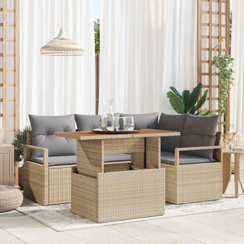 Aiious Garten Essgruppe 5 pcs Beige und Grau 100 x 55 x 73 cm Aiious Garten Essgruppe 5 pcs Beige und Grau 100 x 55 x 73 cm von Aiious