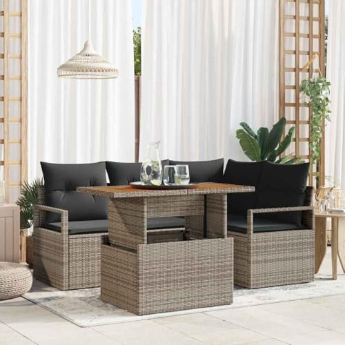 Aiious Garten Essgruppe 5 pcs Grau und Braun 100 x 55 x 73 cm von Aiious