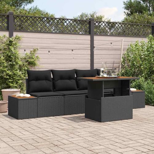 Aiious Garten Essgruppe 5 pcs Schwarz und Braun 100 x 55 x 73 cm von Aiious