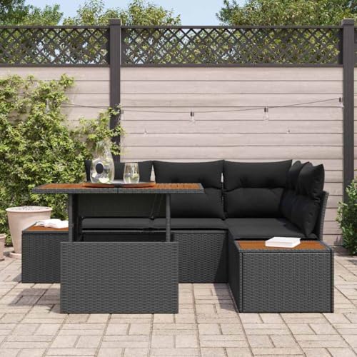 Aiious Garten Essgruppe 5 pcs Schwarz und Braun 100 x 55 x 73 cm von Aiious
