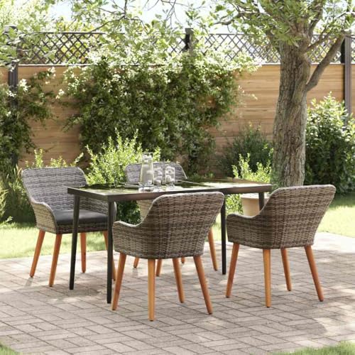 Aiious 5-teilige Essgruppe mit Kissen Grau Poly Rattan robust f¨¹r Outdoor Mahlzeiten im Freien Aiious 5-teilige Essgruppe mit Kissen Grau Poly Rattan robust f¨¹r Outdoor Mahlzeiten im Freien von Aiious