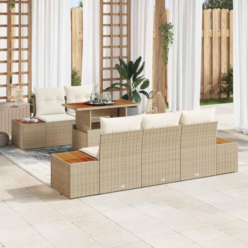 Aiious Garten Essgruppe 6 pcs Beige und Creme 100 x 55 x 73 cm von Aiious