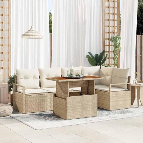 Aiious Garten Essgruppe 6 pcs Beige und Creme 100 x 55 x 73 cm von Aiious
