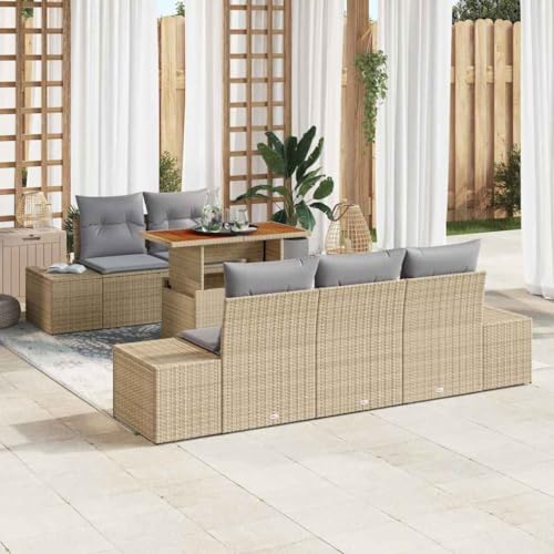 Aiious Garten Essgruppe 6 pcs Beige und Grau 100 x 55 x 73 cm von Aiious