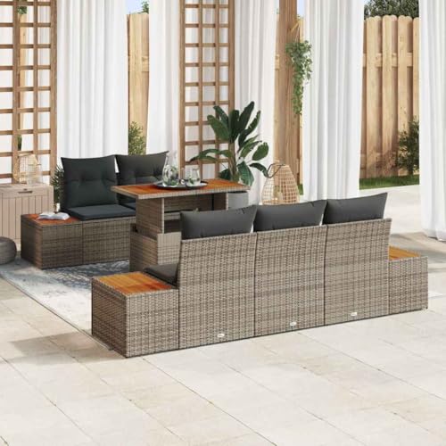Aiious Garten Essgruppe 6 pcs Grau und Braun 100 x 55 x 73 cm von Aiious
