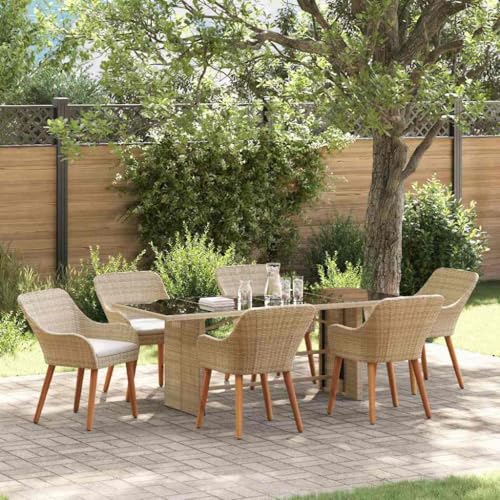 Aiious Essgruppe Fuer Aussenbereich 7 Stuecke Beige Poly Rattan Aiious Essgruppe Fuer Aussenbereich 7 Stuecke Beige Poly Rattan von Aiious
