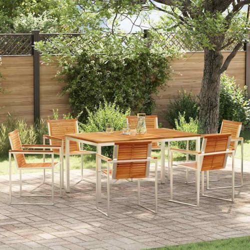 Aiious Gartenm?Bel Set 7 Personen Massivholz Teak Ideal F¨¹r Outdoor Sitzpl?TZE Mit Freunden von Aiious