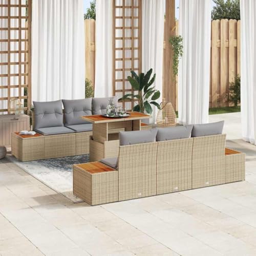 Aiious Garten Essgruppe 7 pcs Beige und Grau 100 x 55 x 73 cm von Aiious