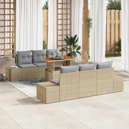 Aiious Garten Essgruppe 7 pcs Beige und Grau 100 x 55 x 73 cm von Aiious
