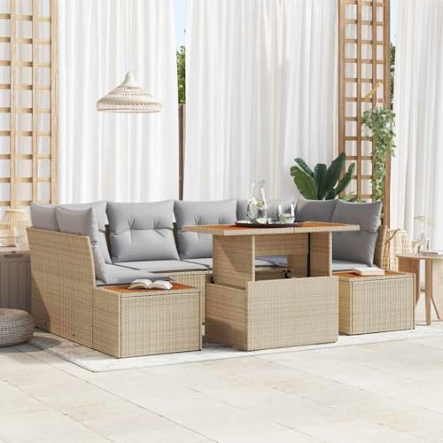 Aiious Garten Essgruppe 7 pcs Beige und Grau 100 x 55 x 73 cm Aiious Garten Essgruppe 7 pcs Beige und Grau 100 x 55 x 73 cm von Aiious