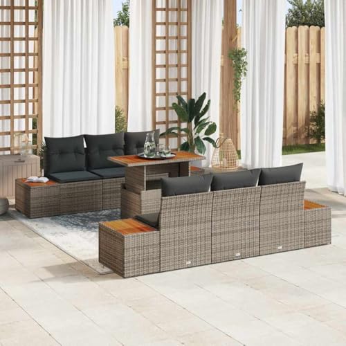 Aiious Garten Essgruppe 7 pcs Grau und Braun 100 x 55 x 73 cm von Aiious