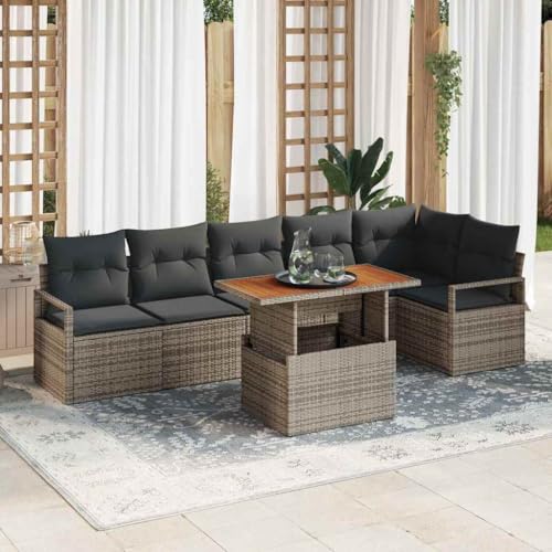 Aiious Garten Essgruppe 7 pcs Grau und Braun 100 x 55 x 73 cm von Aiious