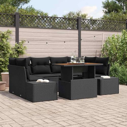 Aiious Garten Essgruppe 7 pcs Schwarz und Braun 100 x 55 x 73 cm Aiious Garten Essgruppe 7 pcs Schwarz und Braun 100 x 55 x 73 cm von Aiious