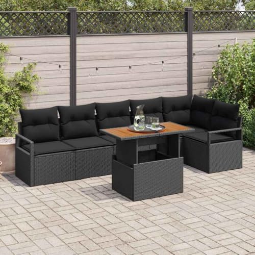 Aiious Garten Essgruppe 7 pcs Schwarz und Braun 100 x 55 x 73 cm Aiious Garten Essgruppe 7 pcs Schwarz und Braun 100 x 55 x 73 cm von Aiious