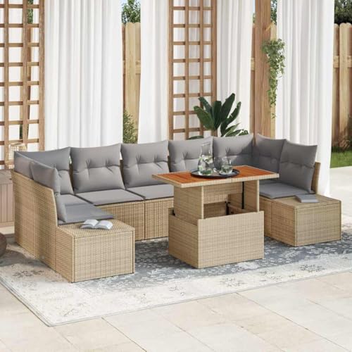 Aiious Garten Essgruppe 8 pcs Beige und Grau 100 x 55 x 73 cm Aiious Garten Essgruppe 8 pcs Beige und Grau 100 x 55 x 73 cm von Aiious