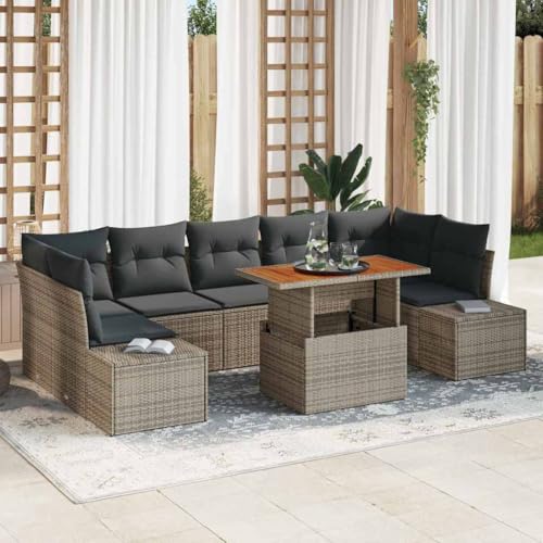 Aiious Garten Essgruppe 8 pcs Grau und Braun 100 x 55 x 73 cm von Aiious