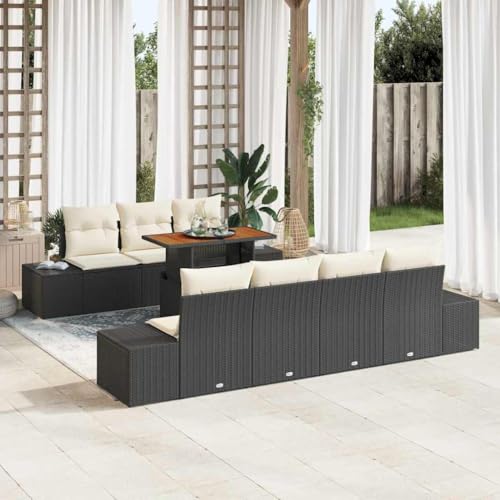 Aiious Garten Essgruppe 8 pcs Schwarz und Creme 100 x 55 x 73 cm von Aiious