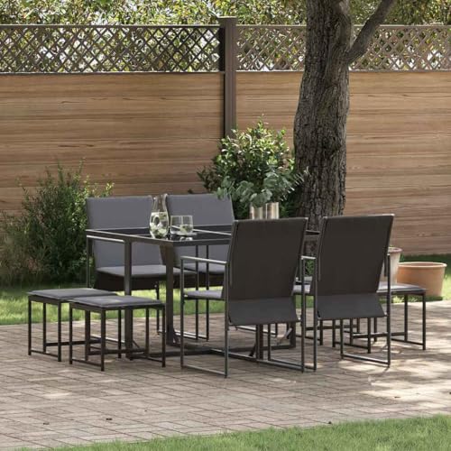 Aiious Stabile 9 TLG Garten Dining Gruppe Schwarz Stahlrahmen Fuer Terrasse und Garten Aiious Stabile 9 TLG Garten Dining Gruppe Schwarz Stahlrahmen Fuer Terrasse und Garten von Aiious