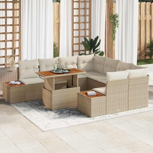 Aiious Garten Essgruppe 9 pcs Beige und Creme 100 x 55 x 73 cm von Aiious