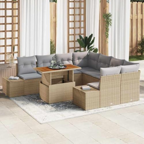 Aiious Garten Essgruppe 9 pcs Beige und Grau 100 x 55 x 73 cm Aiious Garten Essgruppe 9 pcs Beige und Grau 100 x 55 x 73 cm von Aiious