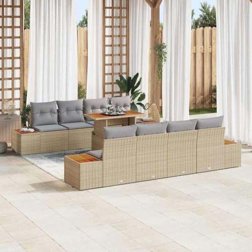 Aiious Garten Essgruppe 9 pcs Beige und Grau 100 x 55 x 73 cm von Aiious