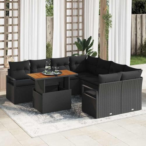 Aiious Garten Essgruppe 9 pcs Schwarz und Braun 100 x 55 x 73 cm von Aiious