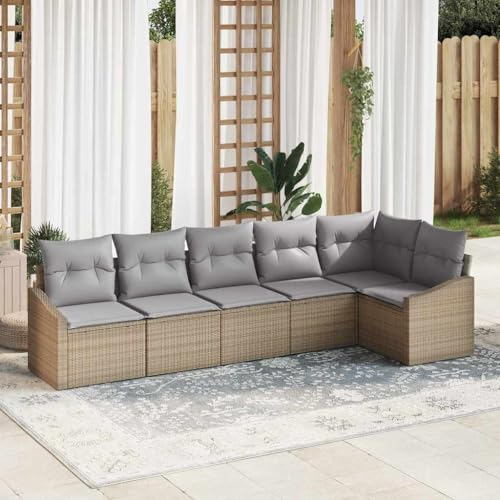 Aiious Garten Essgruppe mit Kissen 6 pcs Beige und Hellgrau von Aiious