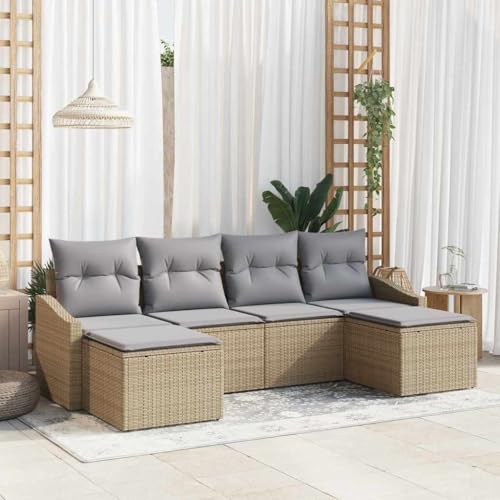 Aiious Garten Essgruppe mit Kissen 6 pcs Beige und Hellgrau von Aiious