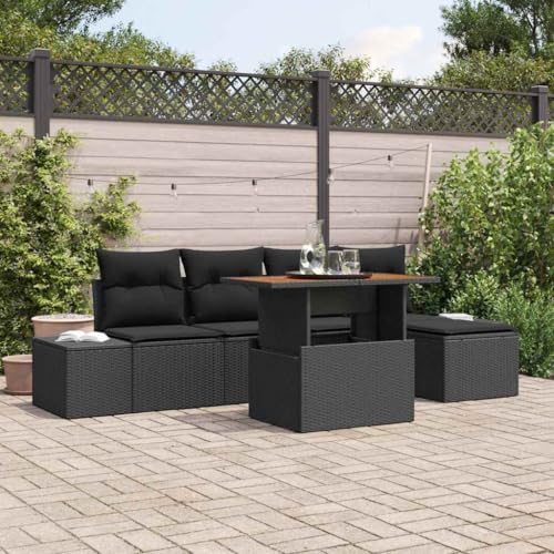 Aiious Garten Essgruppe mit Kissen 6 pcs Schwarz und Braun Aiious Garten Essgruppe mit Kissen 6 pcs Schwarz und Braun von Aiious