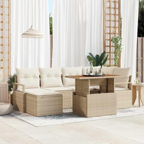 Aiious Garten Essgruppe mit Kissen 7 pcs Beige und Creme von Aiious