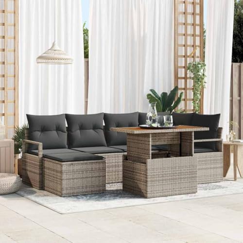 Aiious Garten Essgruppe mit Kissen 7 pcs Grau und Braun Aiious Garten Essgruppe mit Kissen 7 pcs Grau und Braun von Aiious