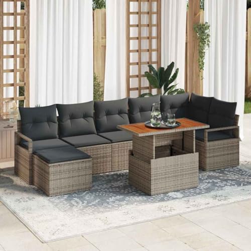 Aiious Garten Essgruppe mit Kissen 8 pcs Grau und Braun Aiious Garten Essgruppe mit Kissen 8 pcs Grau und Braun von Aiious