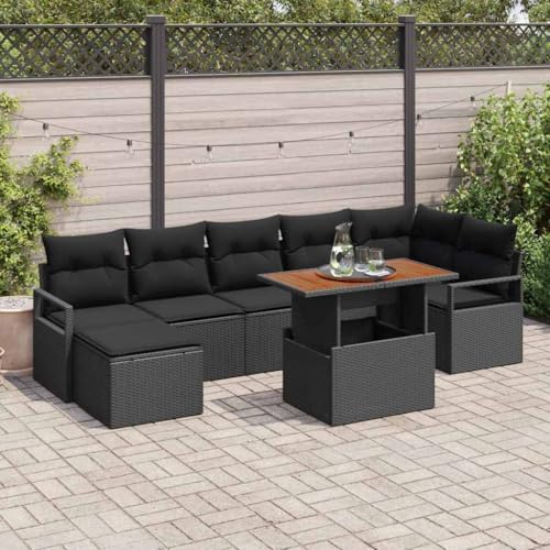 Aiious Garten Essgruppe mit Kissen 8 pcs Schwarz und Braun von Aiious